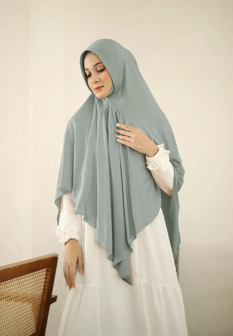 Cotton Bee - Syahfani Bergo | Hijab Instan | Bergo Umrah Hajj - Royal Grey