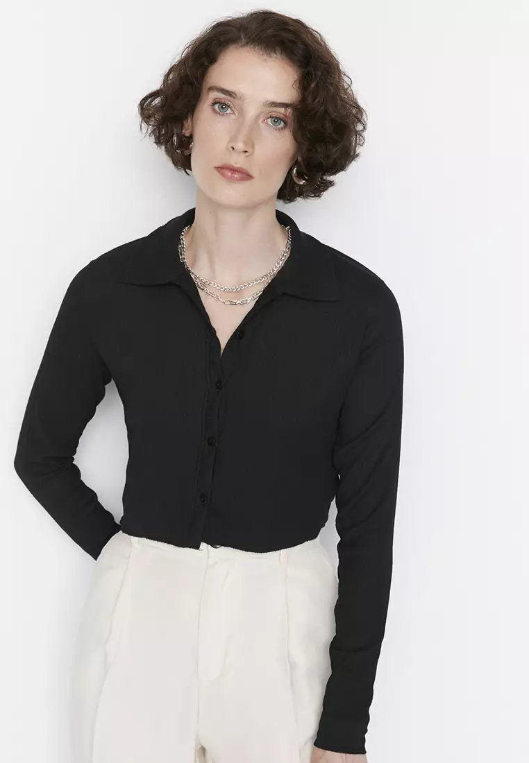 Cropped Crepe Blouse
