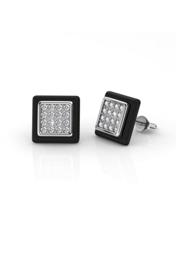 Her Jewellery black Square Ceramic Earrings (Black) - Made with premium grade crystals from Austria HE210AC94TSNSG_1