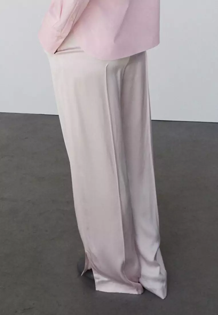 Satin Trousers With Side Openings