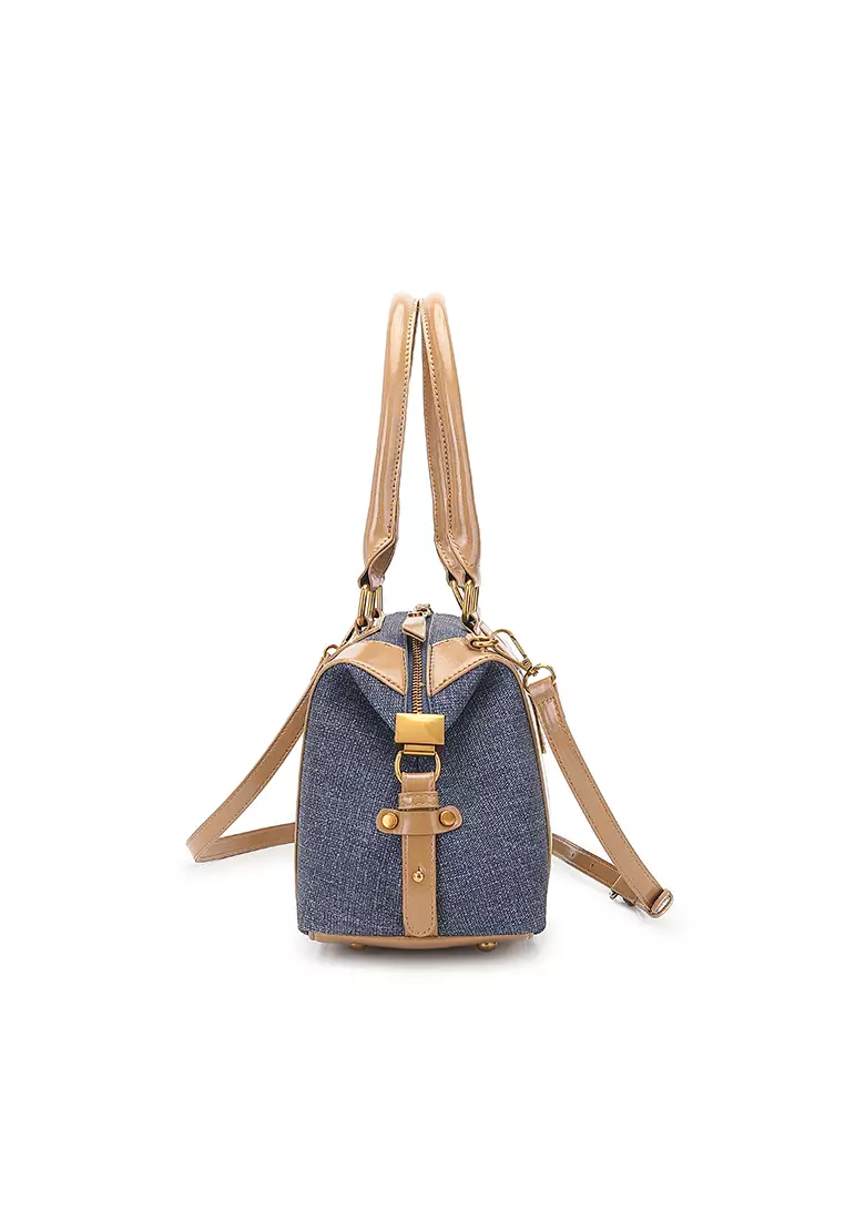 Women's Top Handle Bag / Sling Bag / Crossbody Bag / Shoulder Bag (Tas Tangan Wanita / Tas Selempang Wanita / Tas Bahu Wanita) - Biru / Cokelat
