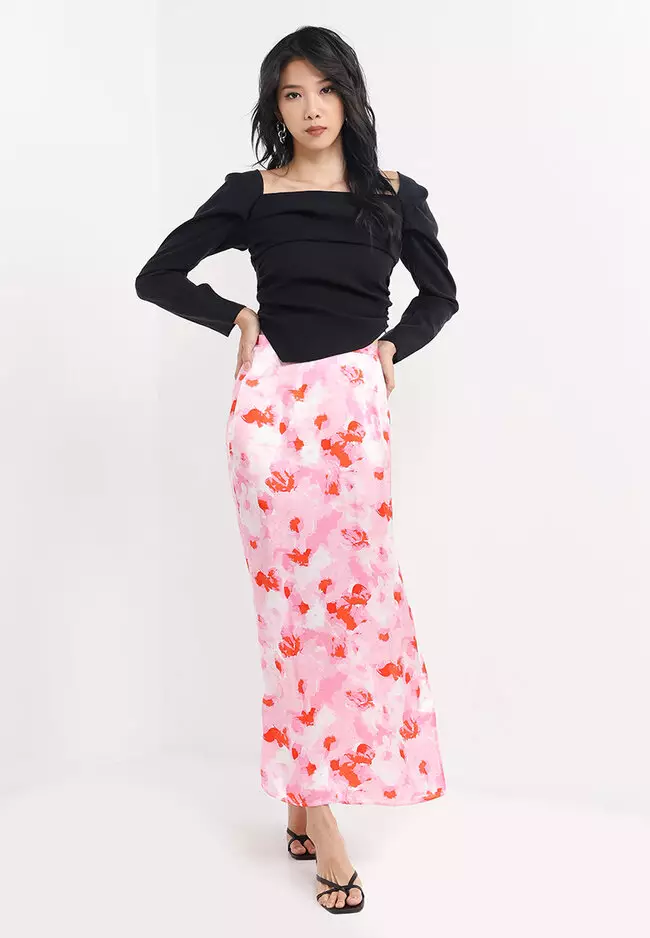 Buy TOPSHOP Topshop side split satin midi skirt Online ZALORA