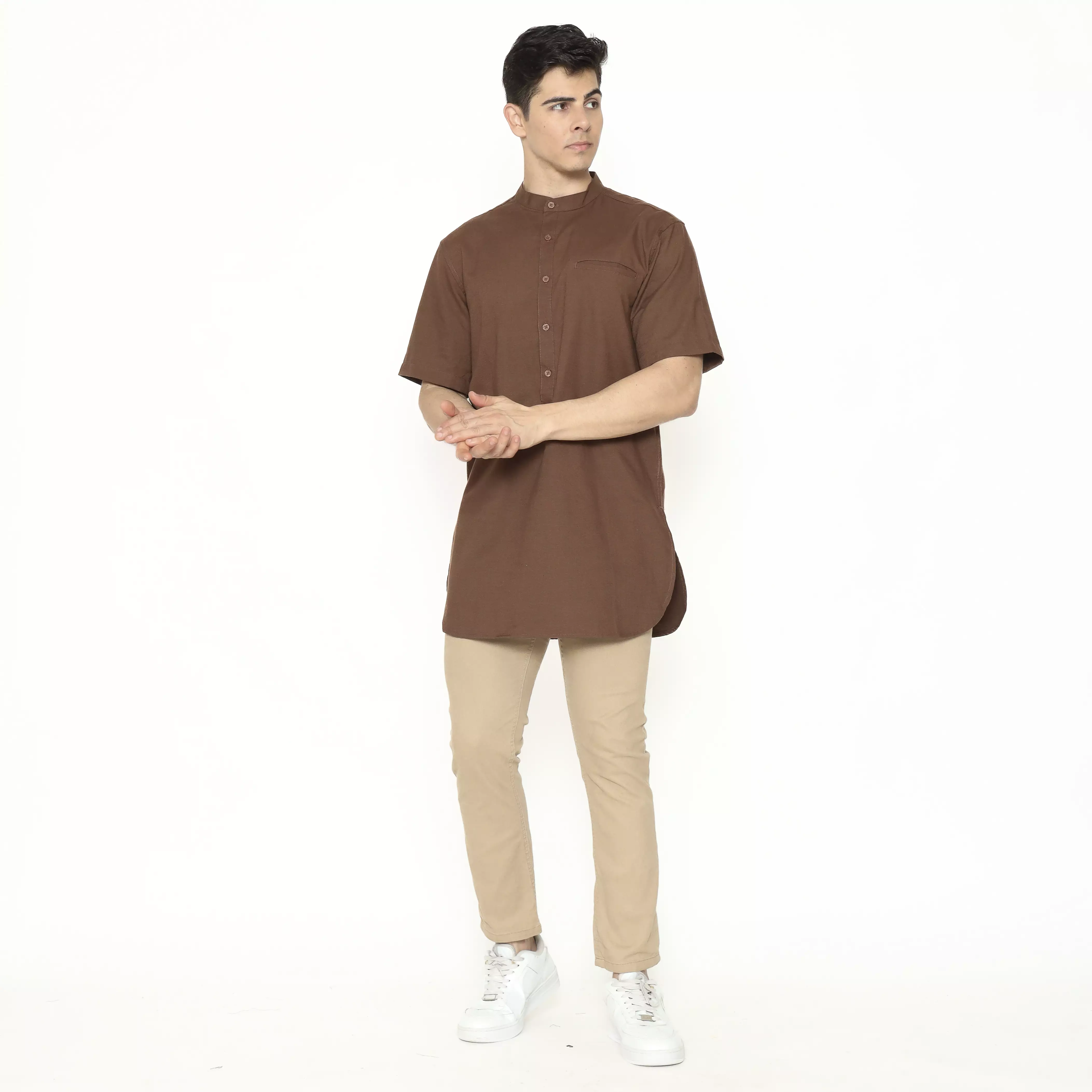 AMK Kemeja Koko Kurta Pria Lengan Pendek KK Nahawand S/s Brown