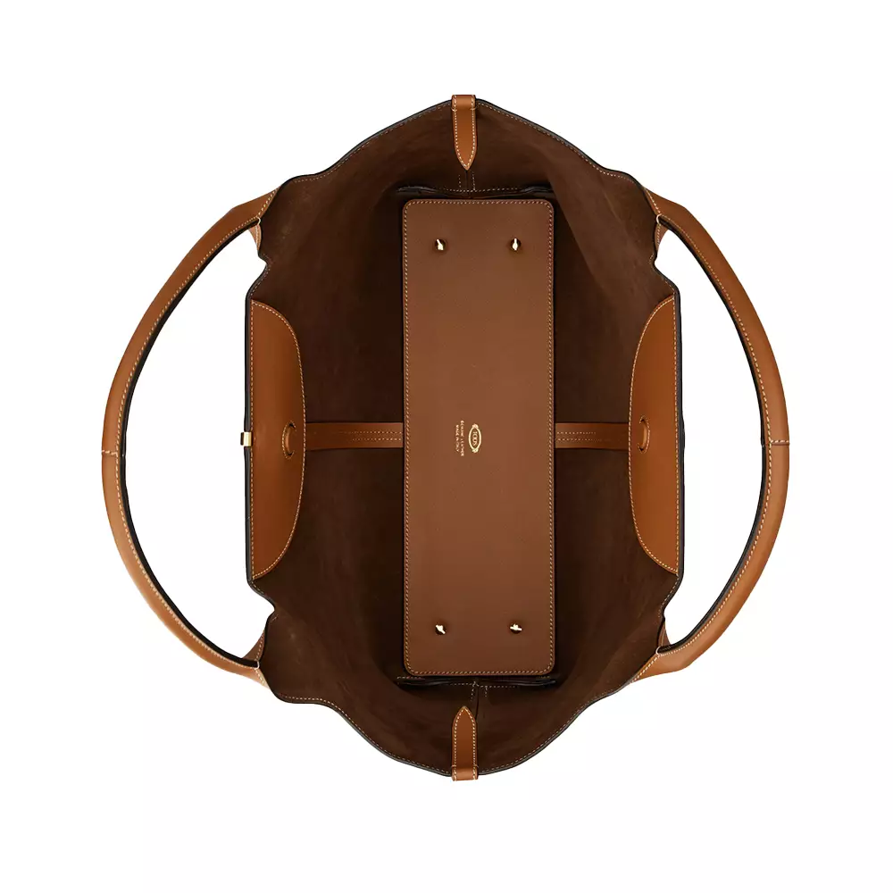 Medium-Small Leather Shopping Bag Brown