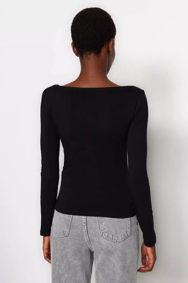 Square Neck Fitted Knit Top