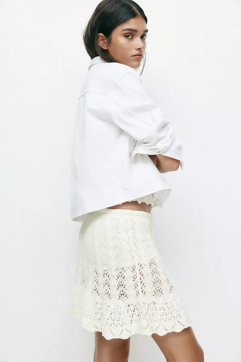 Pointelle-knit skirt