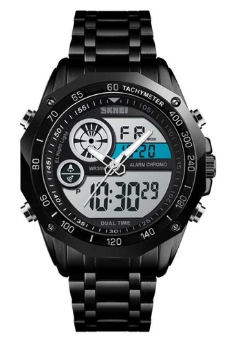 Jual Skmei Jam Tangan Analog Digital Pria Waterproof Strap Tali Material Stainless Steel 1494 Original Original Zalora Indonesia