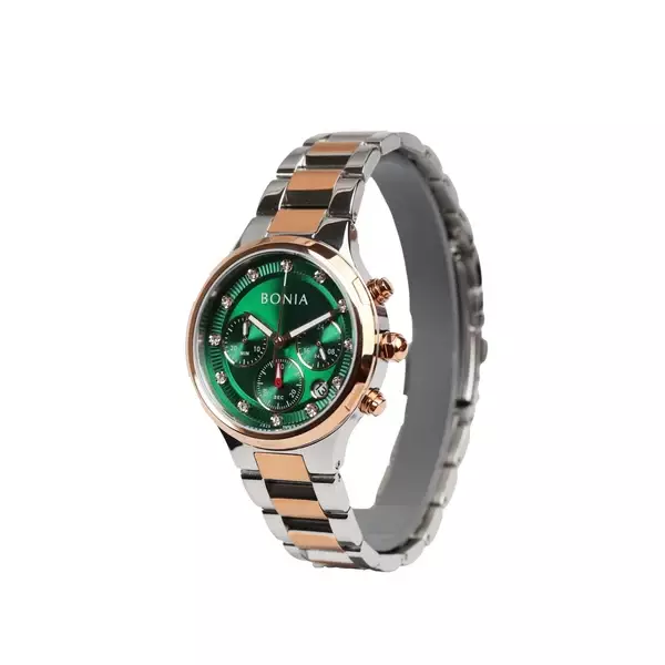 Jam Tangan Wanita Bonia Green Dial Stainless Steel Strap Analog B195-2697C