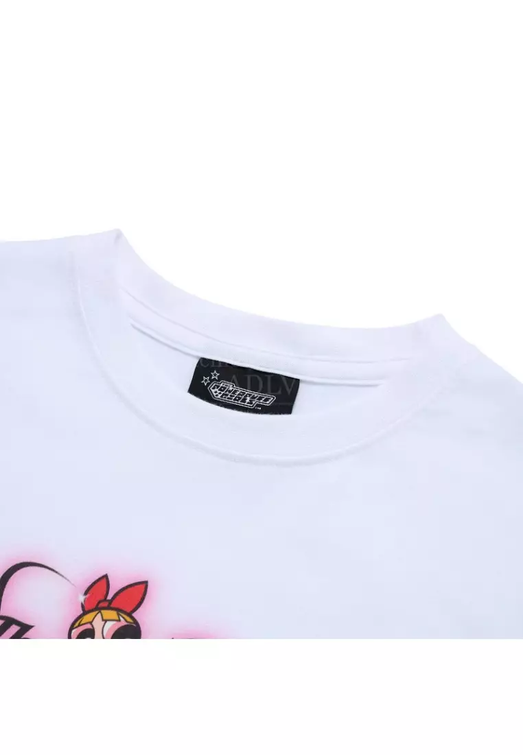 The Powerpuff Girls x Acmedelavie Gradient Curlylogo Crop T-Shirts White 