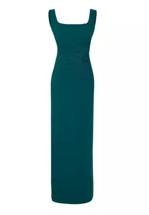 green flowery prom dress Wedtrend Women Green Prom Dress A Line Spaghetti Straps Tulle Long Party  Dress With Appliques – WEDTREND main image 1