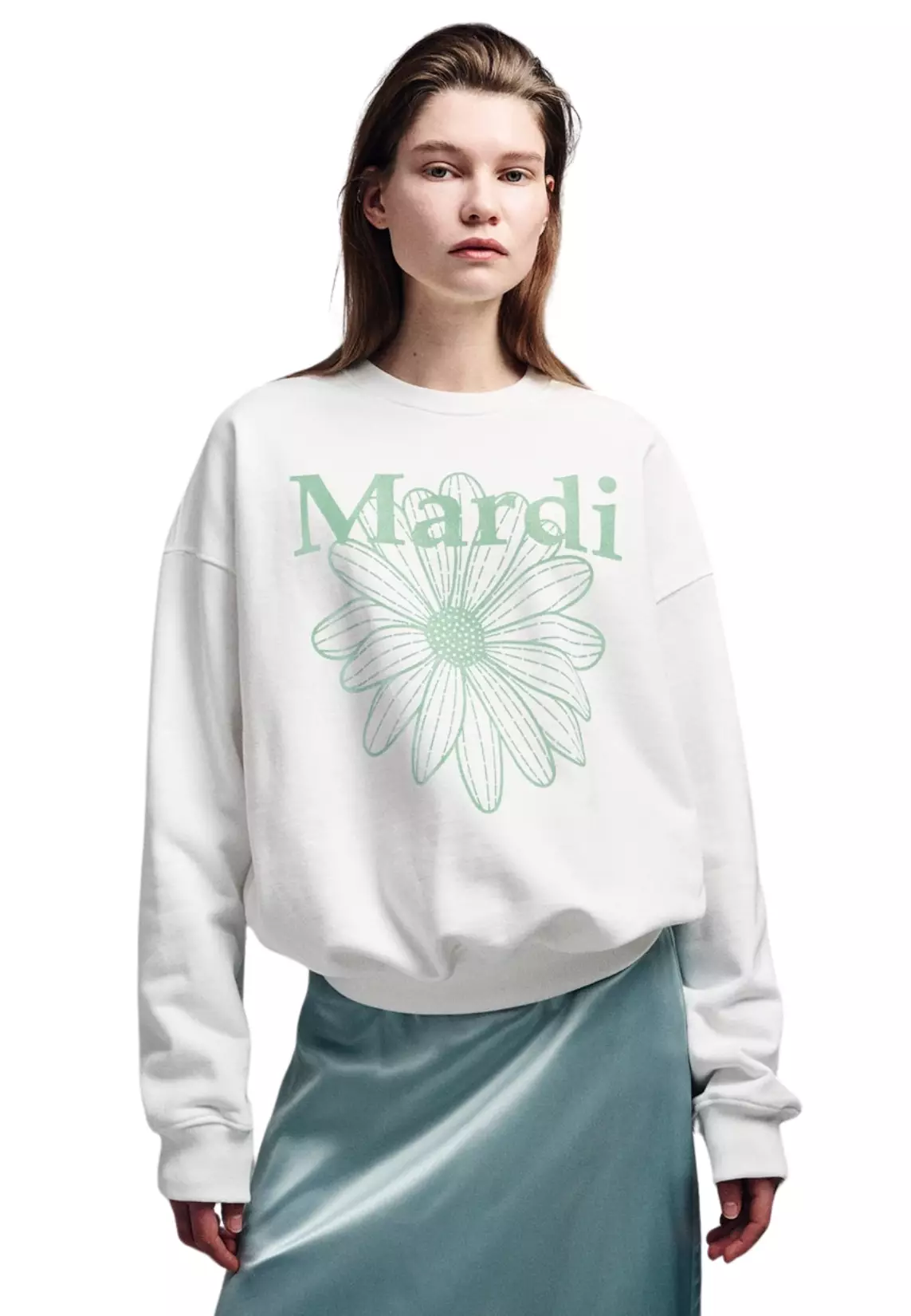●Mardi Mercredi●UNISEX SWEATSHIRT FLOWERMARDI_WHITE GREY Mardi Mercredi Flower Mardi Sweatshirt (Grey Ivory) – The