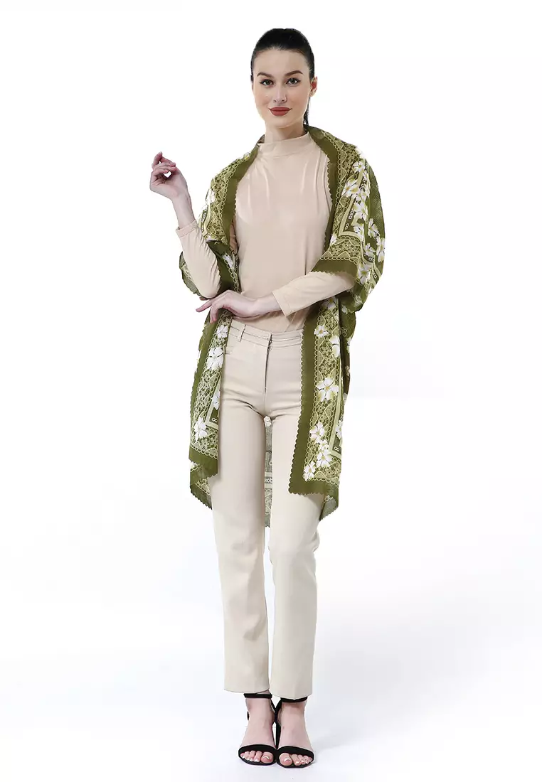 Salana Outer Scarf Cardigan Wanita Voal Lasercut High Quality - Dora Lightgreen