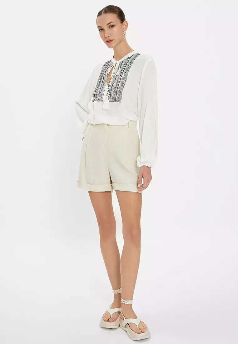 Bohemian Blouse with Embroidery Detail Long Sleeve