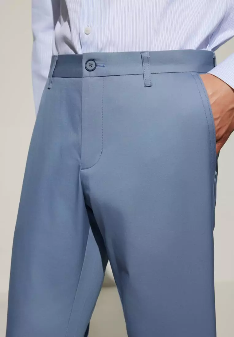 Cotton Blend Slim Tapered Fit Twill Casual Pants