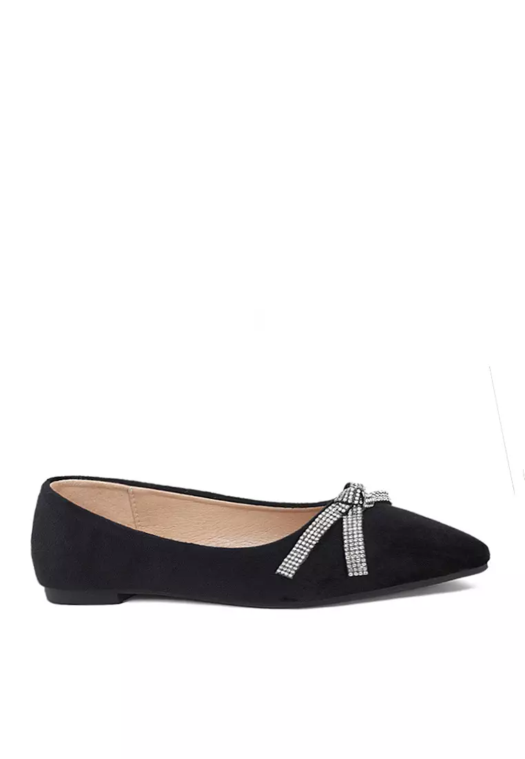 Discount on Twenty Eight Shoes  shoes - SKU: VANSA Faux Rhinestone Bow Flat Shoes VSW-FB1