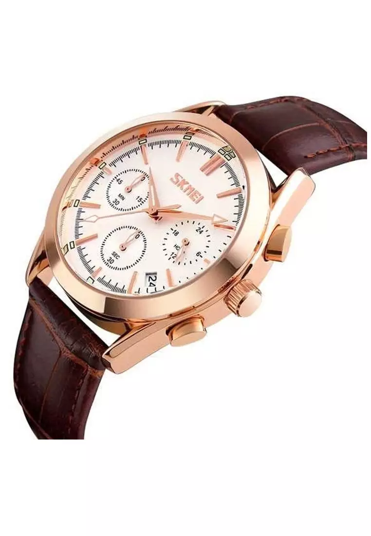 Jam Tangan Casual Analog Pria Waterproof 30m Strap Tali Material PU Leather MD77 ORIGINAL