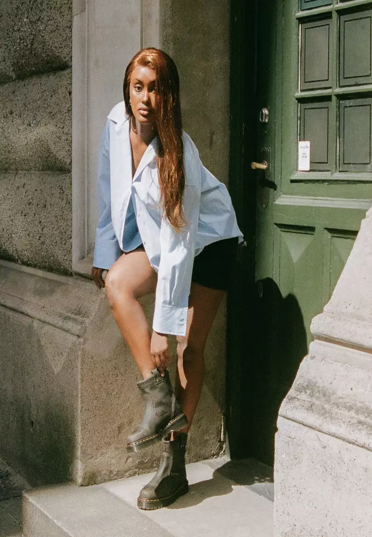 Buy Martens Anistone Leather Biker Black Boots Women 2025