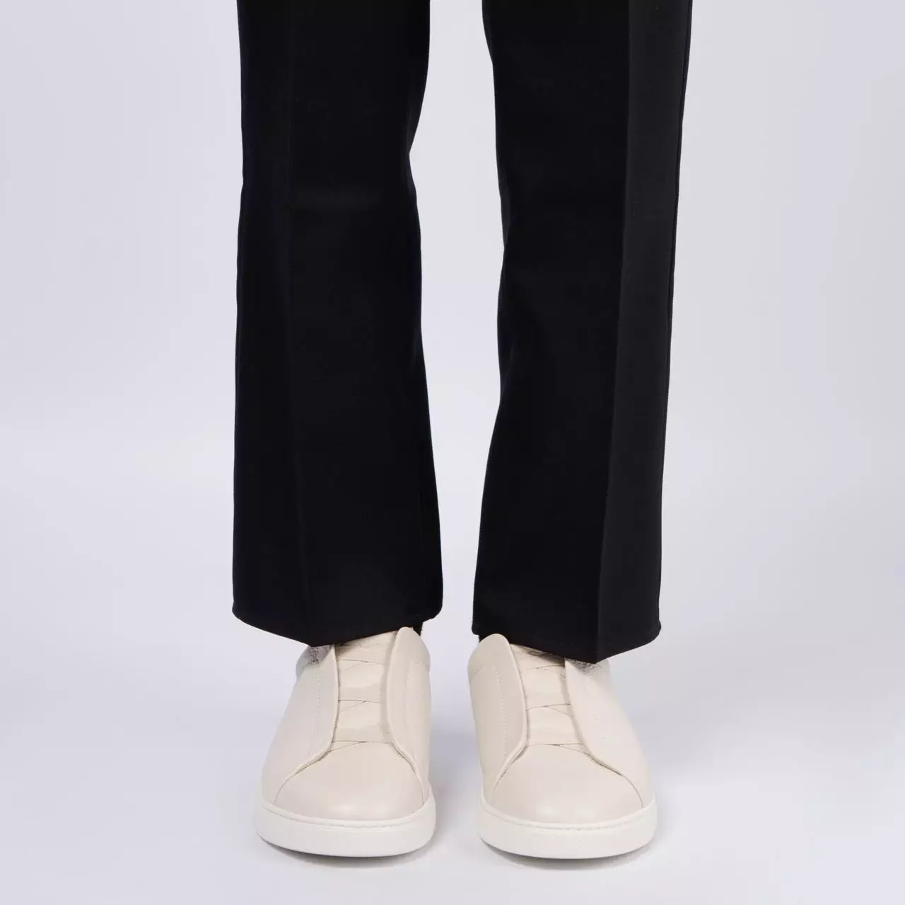 Triple Stitch Deerskin Sneakers Off White