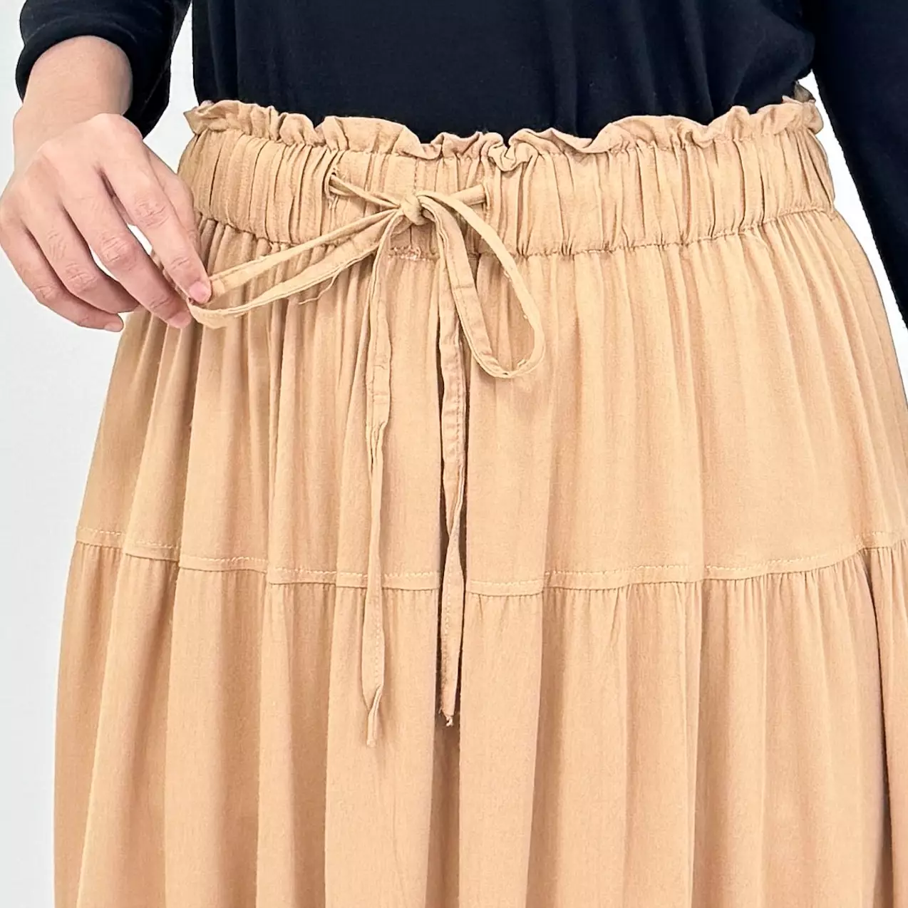 Alika Flare Skirt - Rok Katun Polos Panjang Wanita COKLAT
