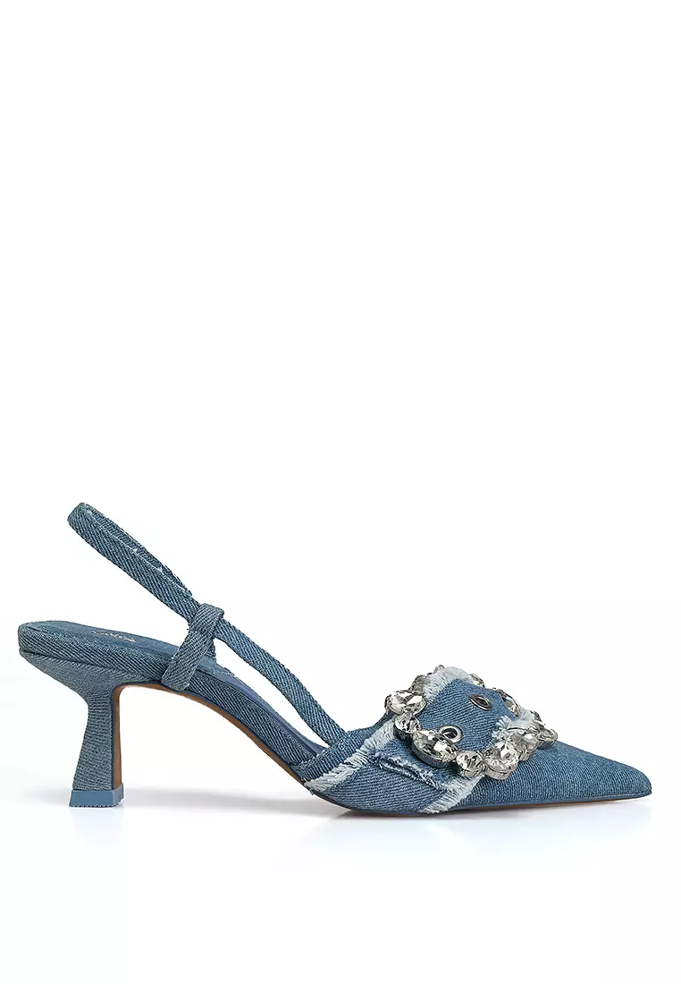 Denim heels online discount
