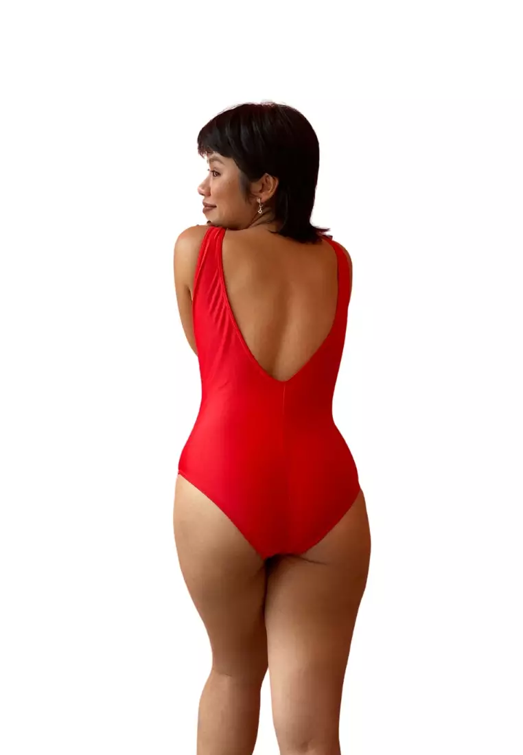 Red low 2025 back swimsuit