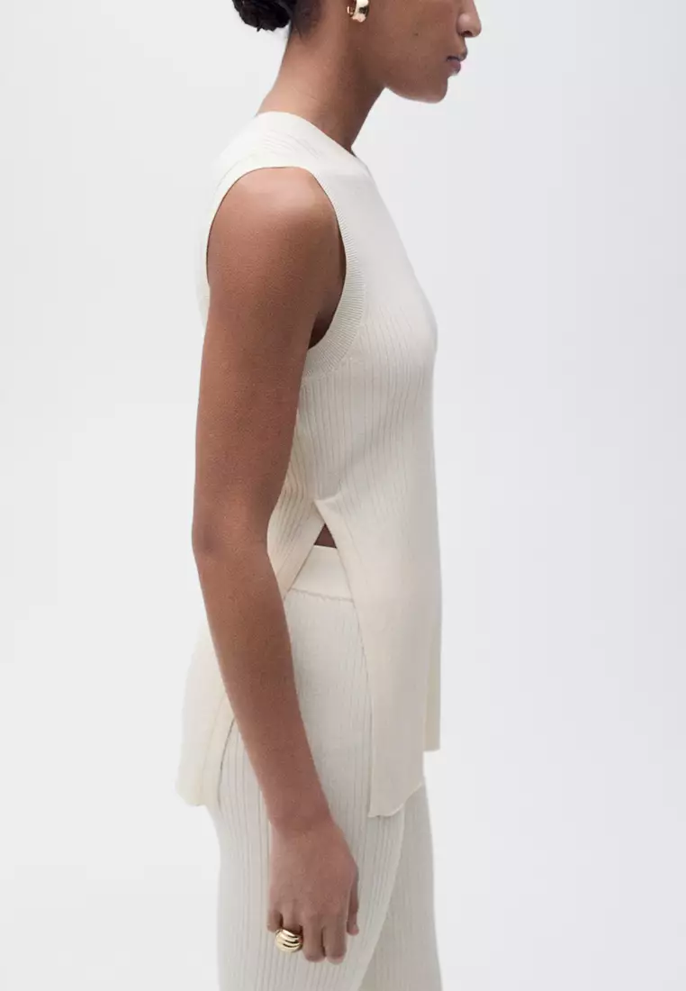 Buy Mango Long Rib-Knit Top With Opening 2025 Online ZALORA