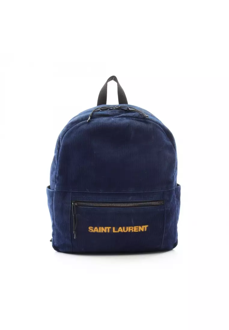 Saint Laurent Paris Backpack Logo Embroidery Navy Saint Laurent Canvas Logo City Backpack Navy 1806576  main image 4