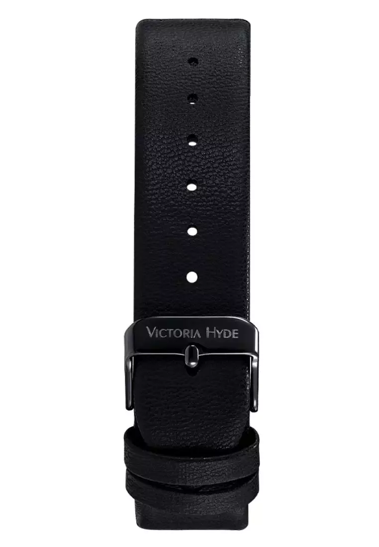 Men's Casual Watch φ39mm Round Dial vegan leather Strap Bauhaus Style Calendar Function Waterproof Watch Orton-Black