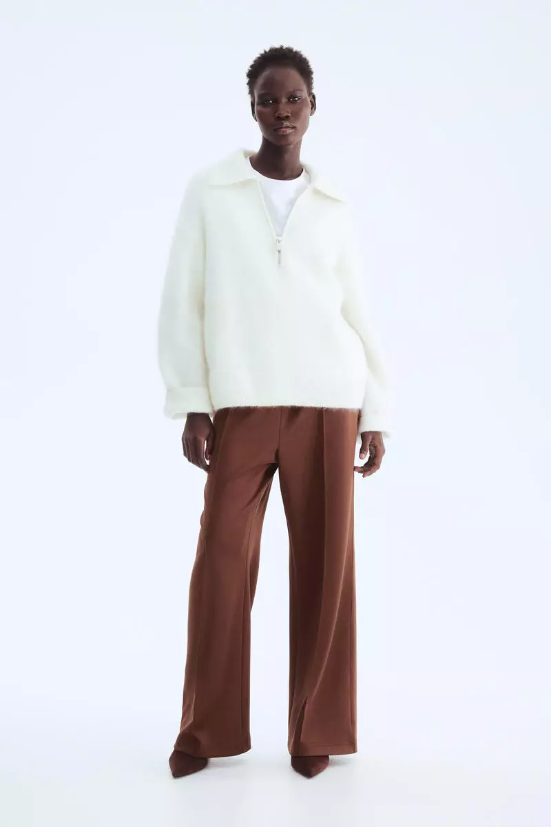 Crease-front pull-on trousers