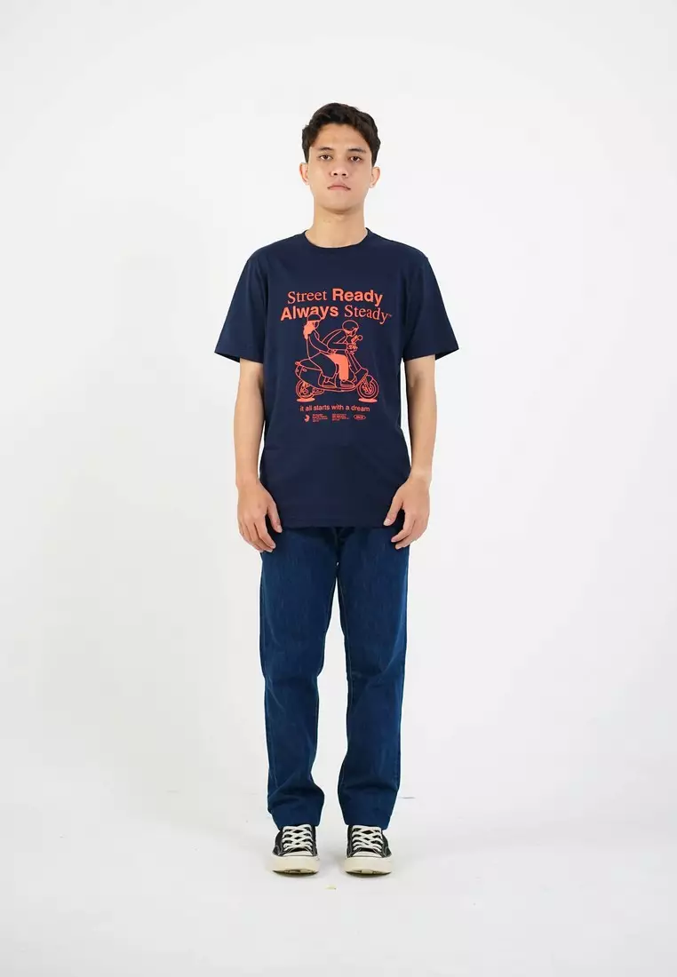 3Second Men's T-Shirt Short Sleeve Regular Fit Cotton Moto OL-C620425