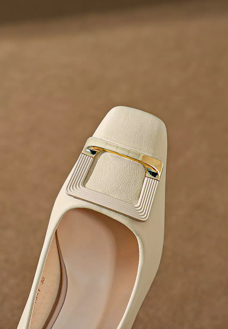 Twenty Eight Shoes 7CM Metal Buckle Square Toe Microfiber