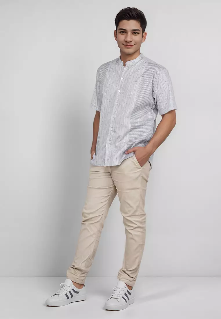 Crocodile KOKO Katun | Lengan Pendek Corak Kontemporer Kemeja | Relax Fit 1182