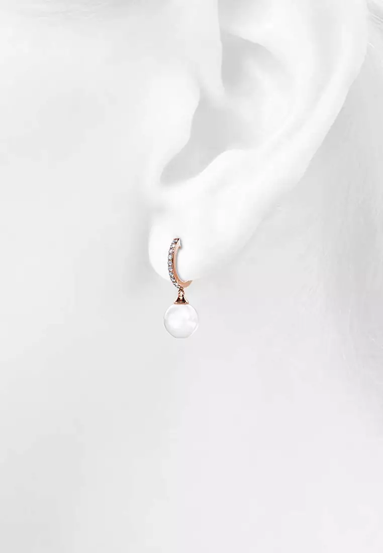 Flawless Pearl Drop Hoop Earrings Embellished With SWAROVSKI® Crystal Pearls