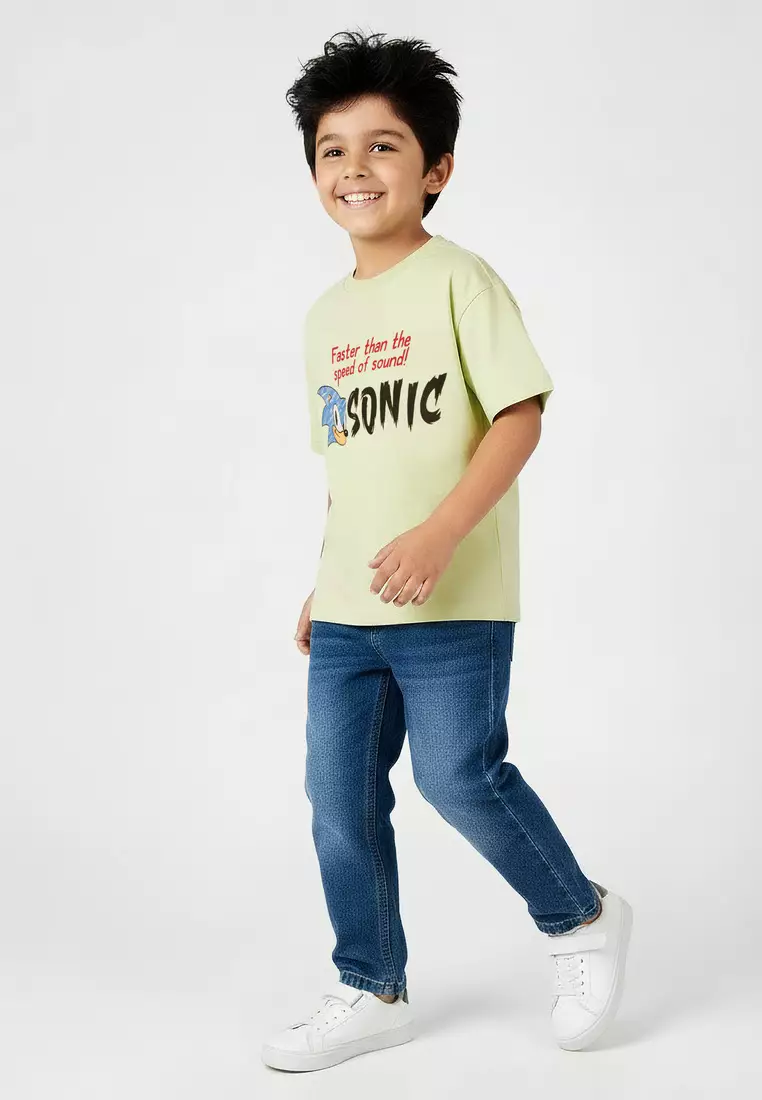 Babyshop Crew Neck Short Sleeves T-Shirt With Sonic The Hedgehog Print