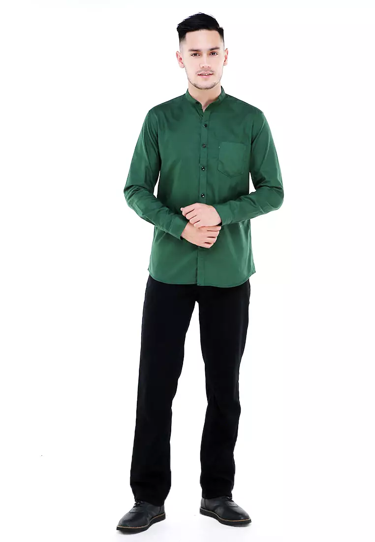 Dwan Atasan Kemeja Pria Premium Casual Formal Longsleeve Shirt Material Cotton ORIGINAL - Green