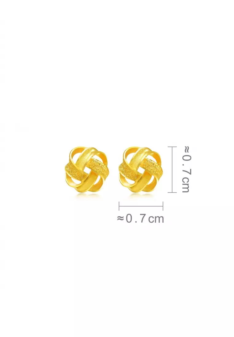 999.9 24K Solid Gold Hollowed Blossom Pattern Stud Earrings 69681E