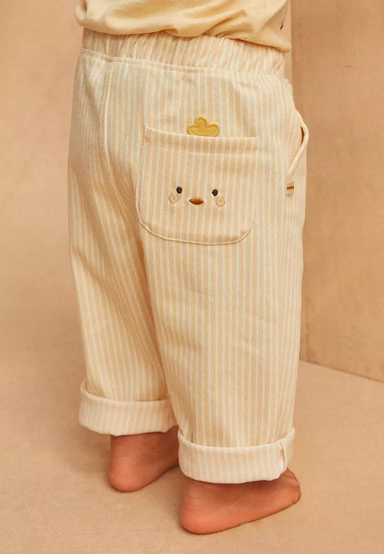 Buttery Yellow And White Striped Pants