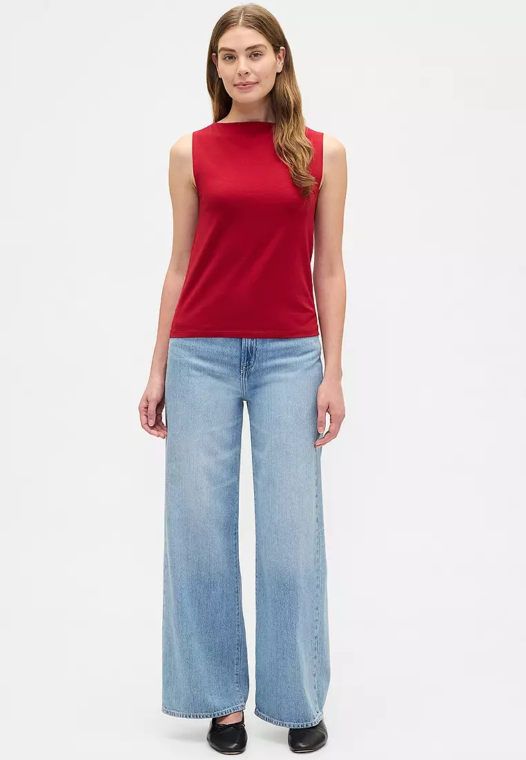 Sleeveless Boat Neck Tank Top