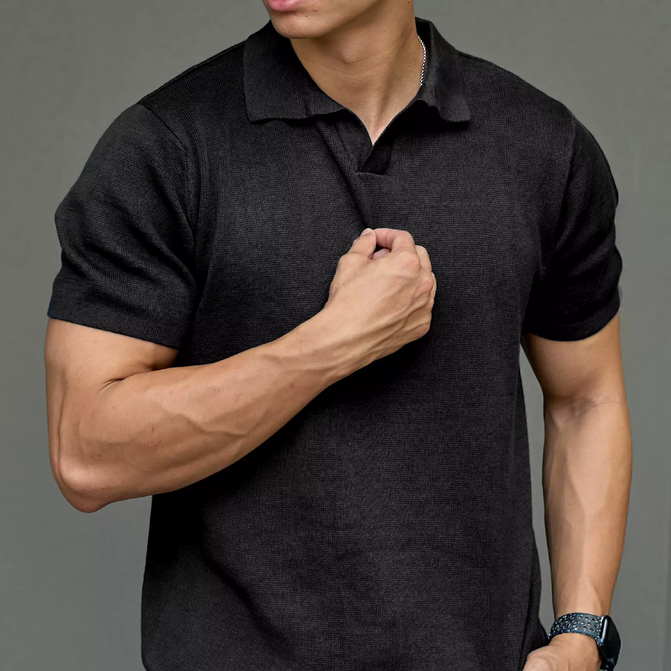 Kale Ronald Black/ Polo Shirt rajut premium berbahan dasar cotton wool