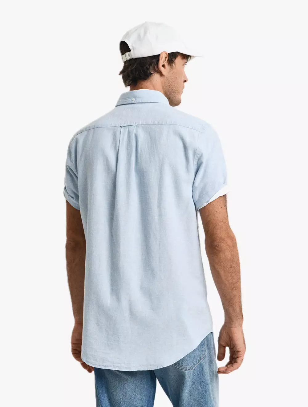 GANT - Pakaian Pria - Reg Cotton Linen Shirt - Fresh Blue