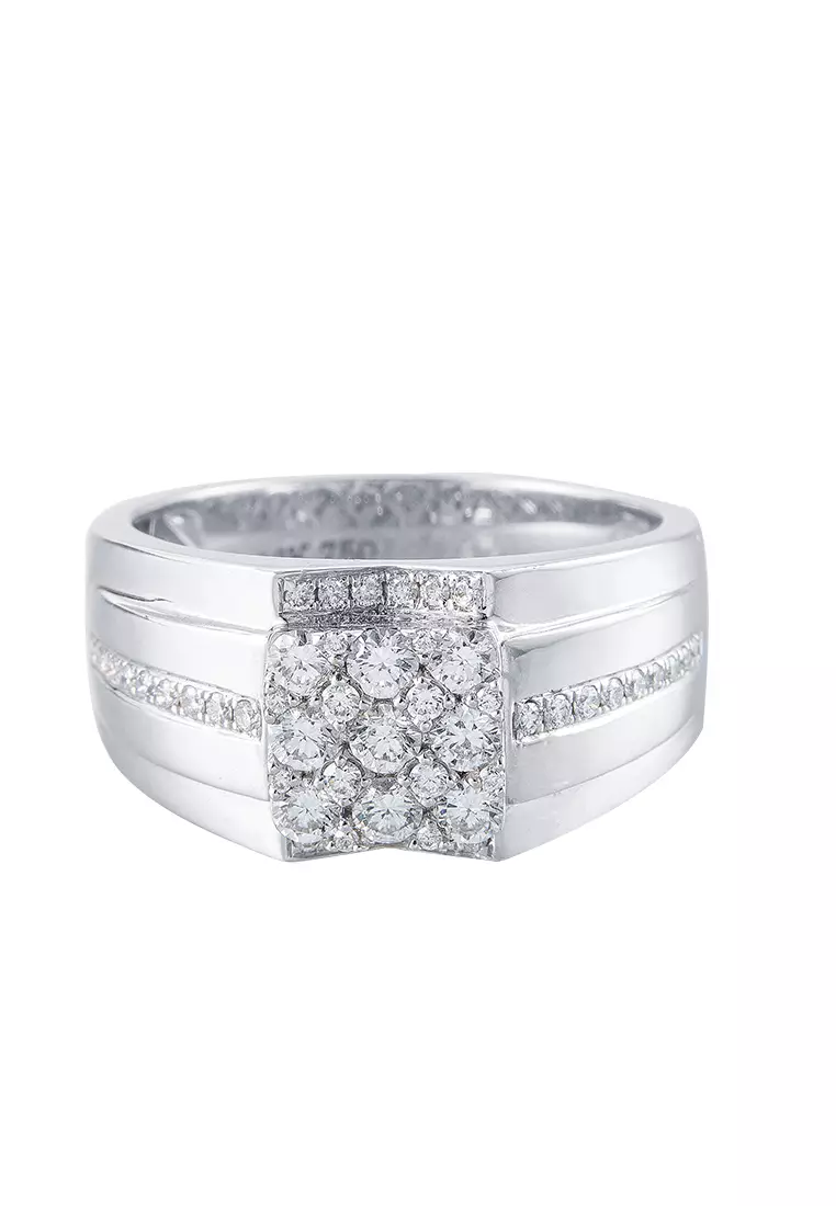 LITZ 18K 白金鑽石戒指 白金鑽石戒指 DR3897