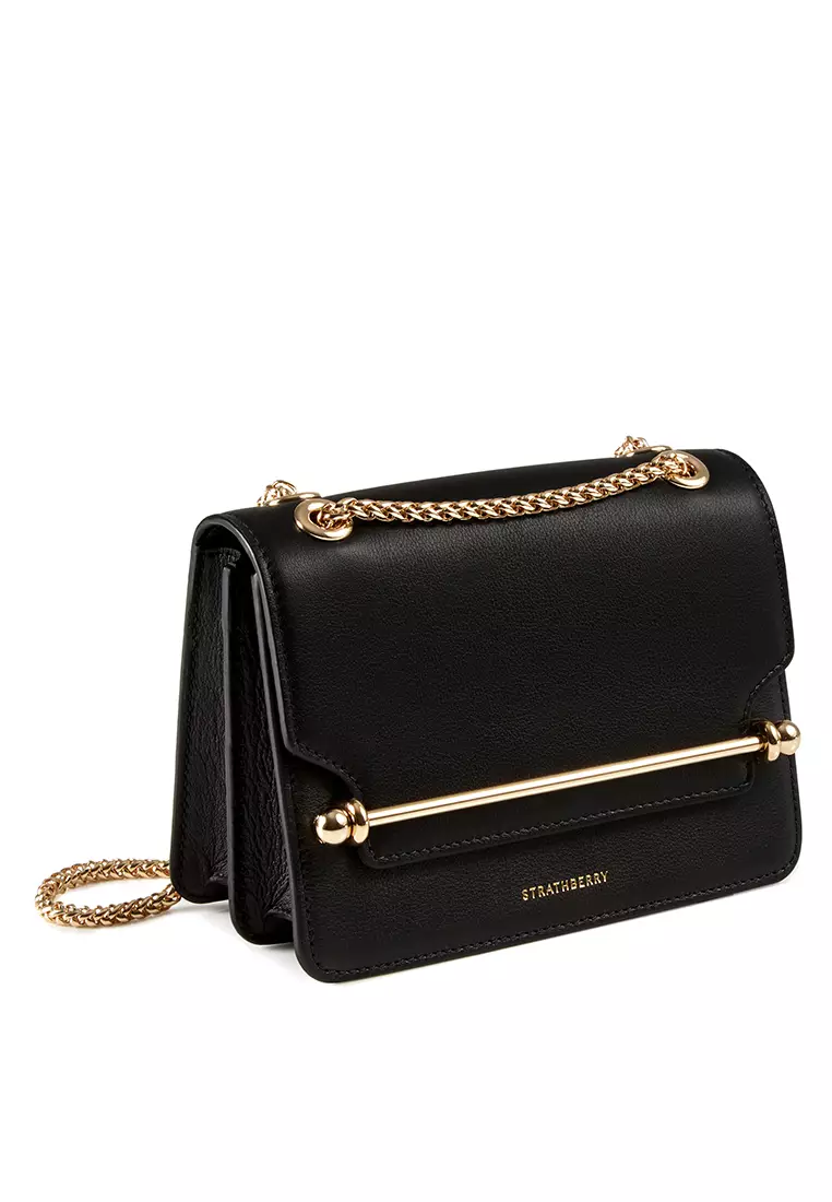 STRATHBERRY EAST/WEST MINI LEATHER BLACK