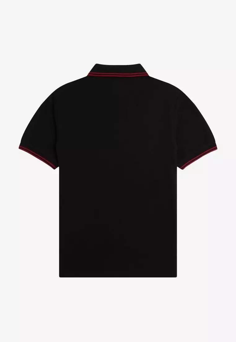 Fred Perry M3600 Twin Tipped Fred Perry Shirt (Black / Burnt Red / Burnt Red)