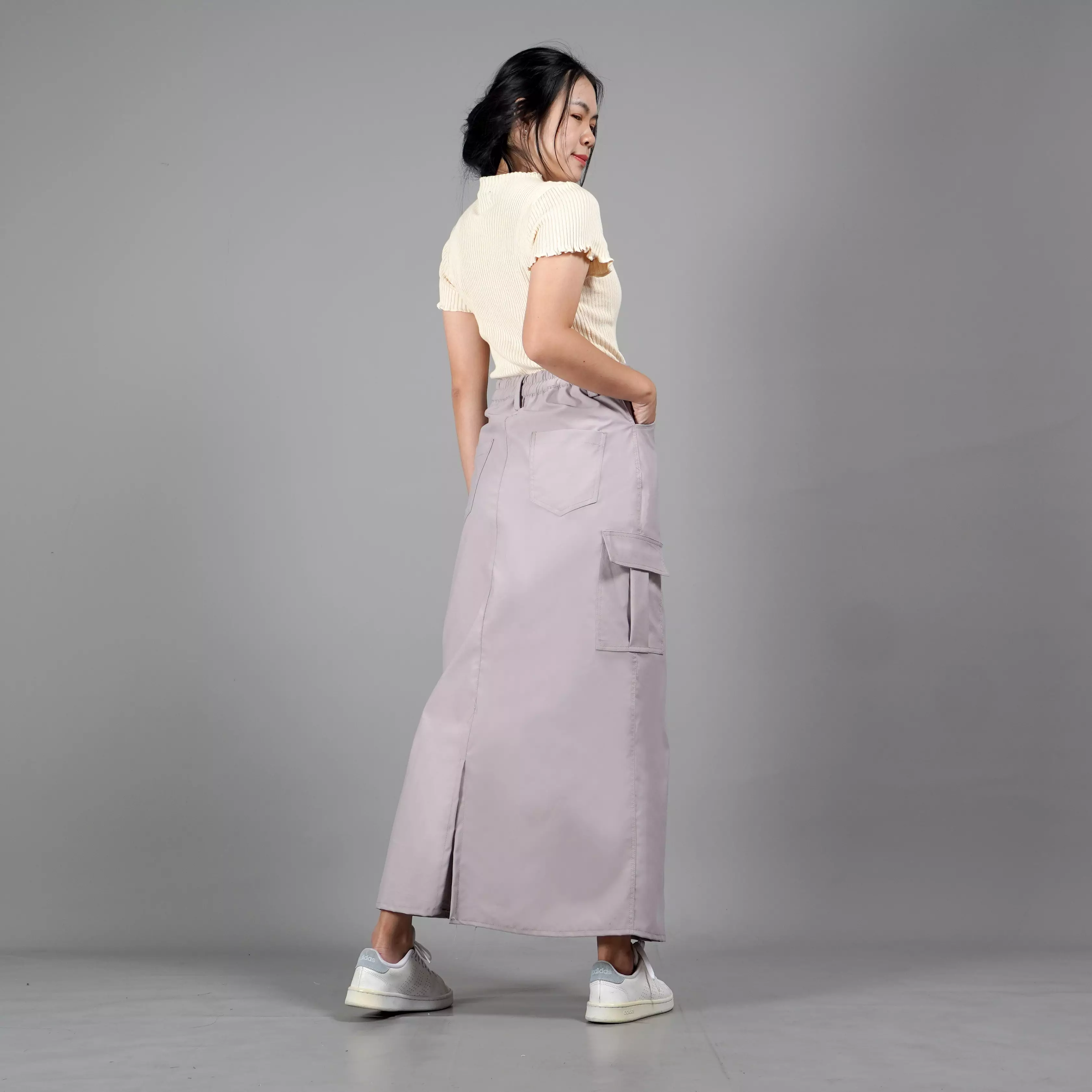 MAGGIE Cargo Skirt Rok Cargo Rok Kargo Rok Gaya Korea - BEIGE