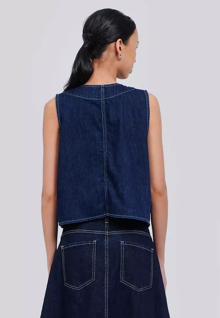 Tirajeans Slim Denim Vest 7-LVSISEA125G070 Dark Blue