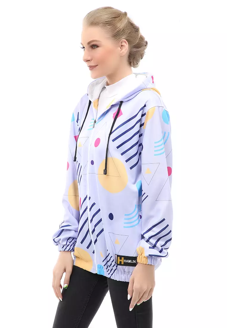 Hardwin Jacket Outer Wanita Jaket Hoodie Sepeda Segitiga Motive Material Parasut ORIGINAL - Lilac