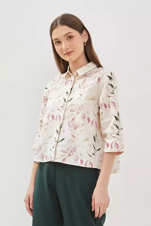 Minimal Mayas Floral Blouse - Light Beige