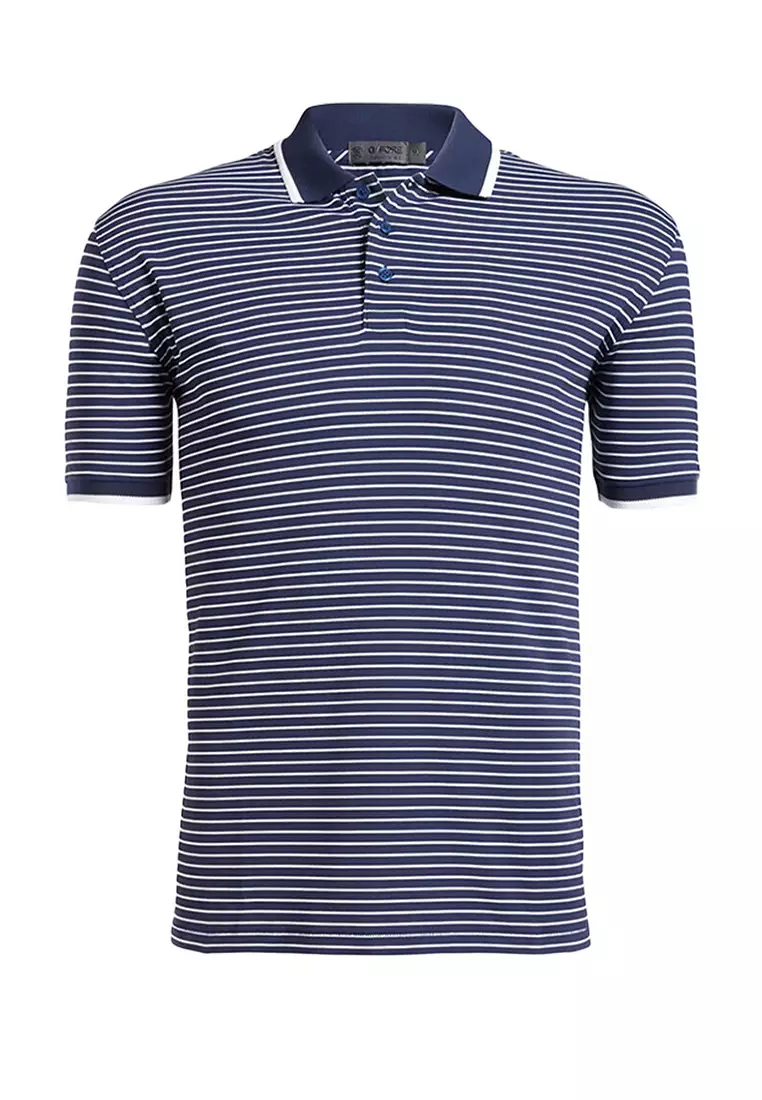 Men's Perforated Stripe Polo Shirt