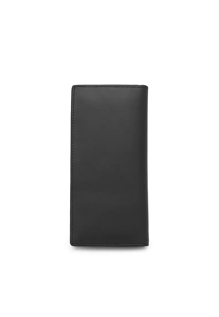 Men's Genuine Leather RFID Blocking Bi Fold Wallet - Black