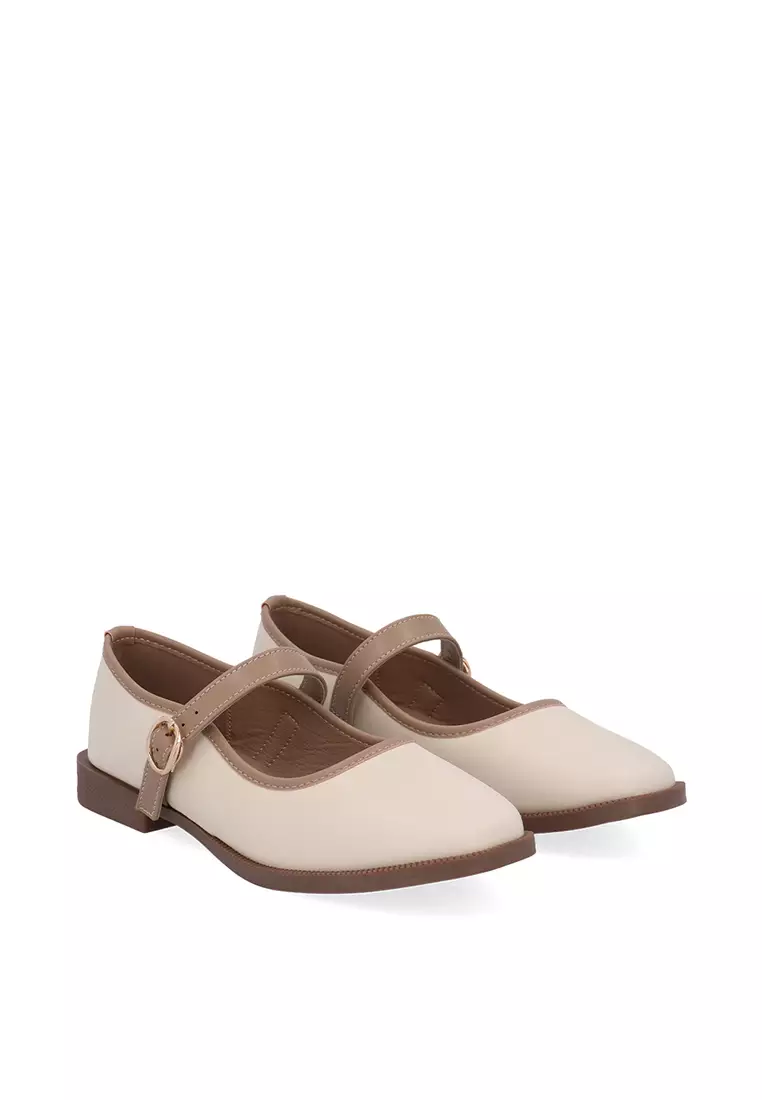 Beige Elise Soft Strap Ballerinas
